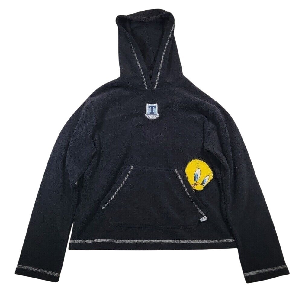 Looney‎ Tunes Tweety Bird Women's Pullover Fleece Hoodie Sz M Black Embroidered